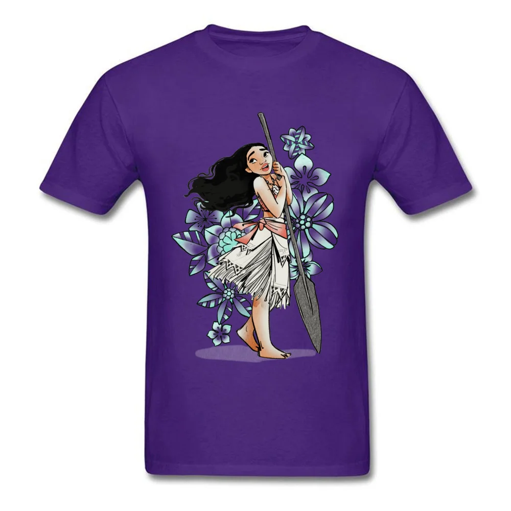 Moana Floral Sketch Summer Fall Cotton Fabric Round Collar Tops & Tees Short Sleeve Family Tee-Shirts New Design T-Shirt Moana Floral Sketch purple
