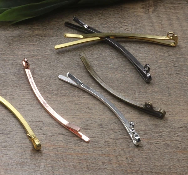 55MM Bent Curved Metal bobby pin vintage hairpin rose gold silver