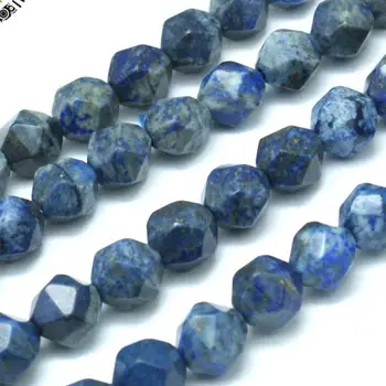 

faceted round/polygon natural lapis lazuli stone bead strands, 6mm, hole: 1mm; about 32pcs/strand, 8"