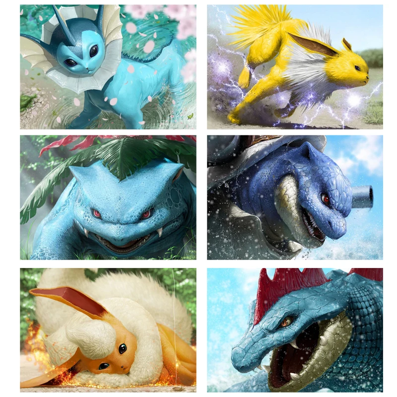 

Pokemon Anime Diamond Embroidery Diy Diamond Painting Full Round Mosaic Puzzle 5d Diamond Cartoon Cross Stitch Wall Art Stickers