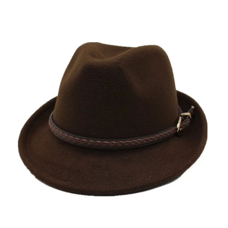 OZyc Европейская американская шерстяная фетровая шляпа Ковбой Джаз шапка тренд Trilby Fedoras Панама шапка с кожаным ремешком для мужчин и женщин