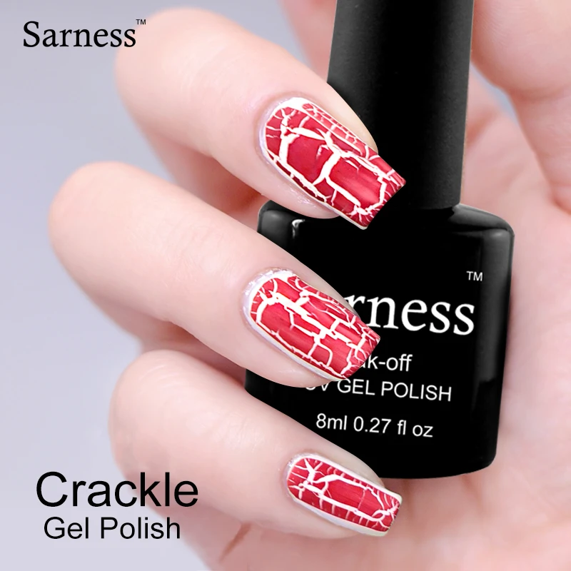 sarness 8ml Crack UV Colorful font b Nail b font Polish soak off Lacquer Shatter Professional