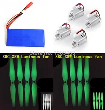 Luminous Propellers & Motors Battery Spare Parts for Syma X8C X8W RC Quadcopter Drone Nice Match