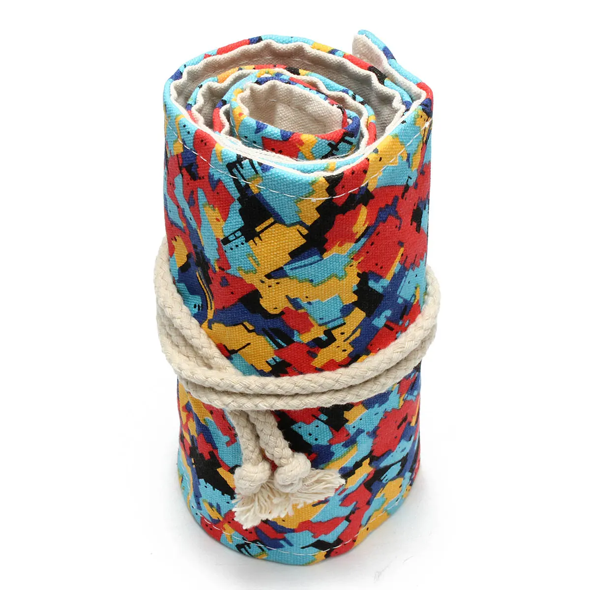 

72 Holes Colorful Pencil Bag Pen Case Pen Pouch Box Canvas Wrap Roll Up Curtain Pencils Bags Stationery School Supplies Gift