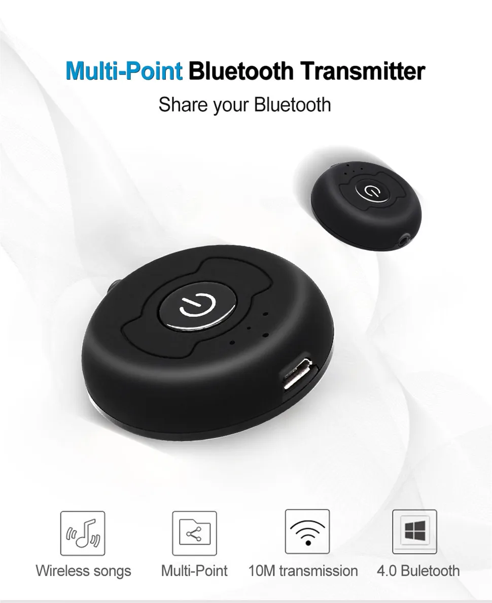 YKSO Wireless Bluetooth Transmitter Audio Receiver 3.5mm Multipoint Stereo Adapter Car For PC TV Speaker (1)
