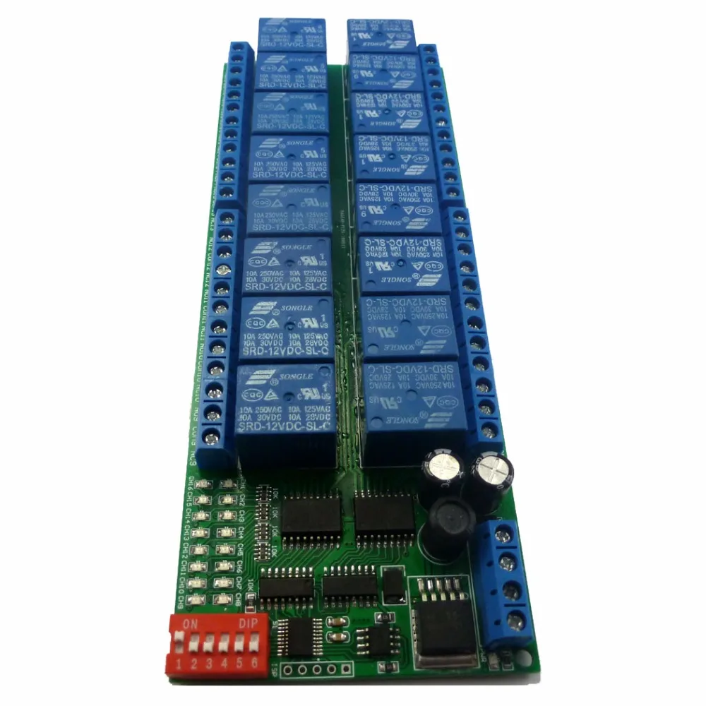 Релейная плата Modbus RTU 16 каналов постоянный ток 12 В светодиодный переключатель с