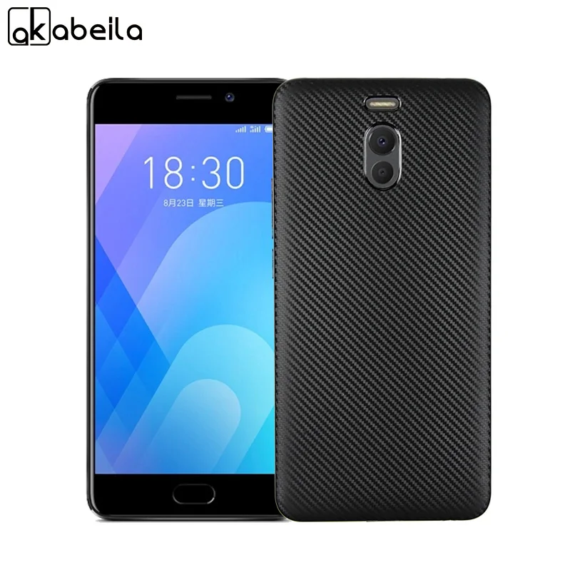 cheap AKABEILA Phone Cases Covers For Meizu M6 Note Meilan Note 6 5.5 inch Carbon Fiber TPU Soft Bag Case Cover Solid color Simple