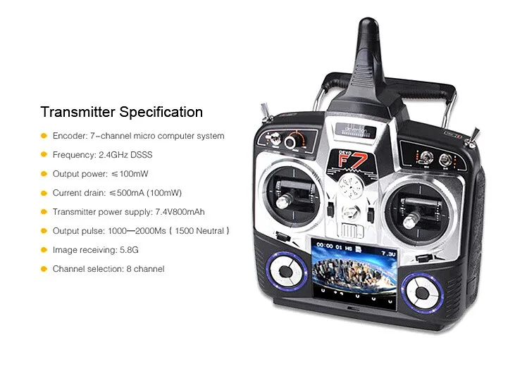 Передатчик Walkera WK DEVO F7 FPV Devention 7CH 2 4 ГГц режим просмотра первого лица 2|2.4 ghz transmitter|2.4