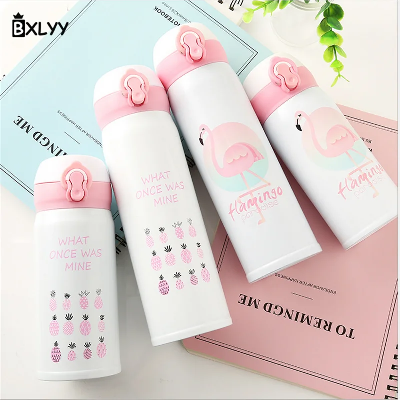 BXLYY Фламинго нержавеющая сталь прыгающая крышка изоляционная чашка 350 мл/500 мл