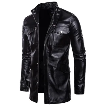 

Men's Leather Jackets Stand Collar PU Coat Male Motorcycle Leather Jacket Casual Slim Mens Brand Clothing M-5XL