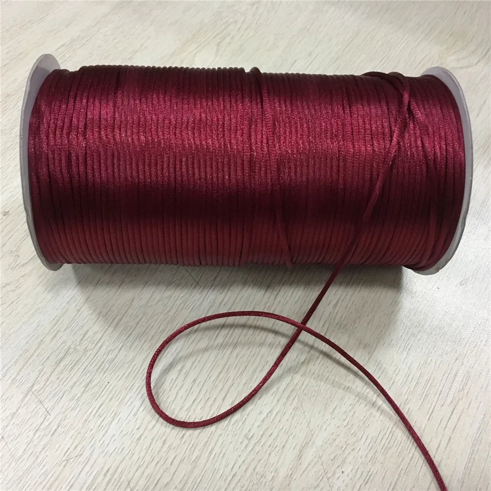 

2mm 20m/lot Dk Red Rattail Satin Cord Chinese Knot Braided String Jewelry Findings Beading Rope #r192