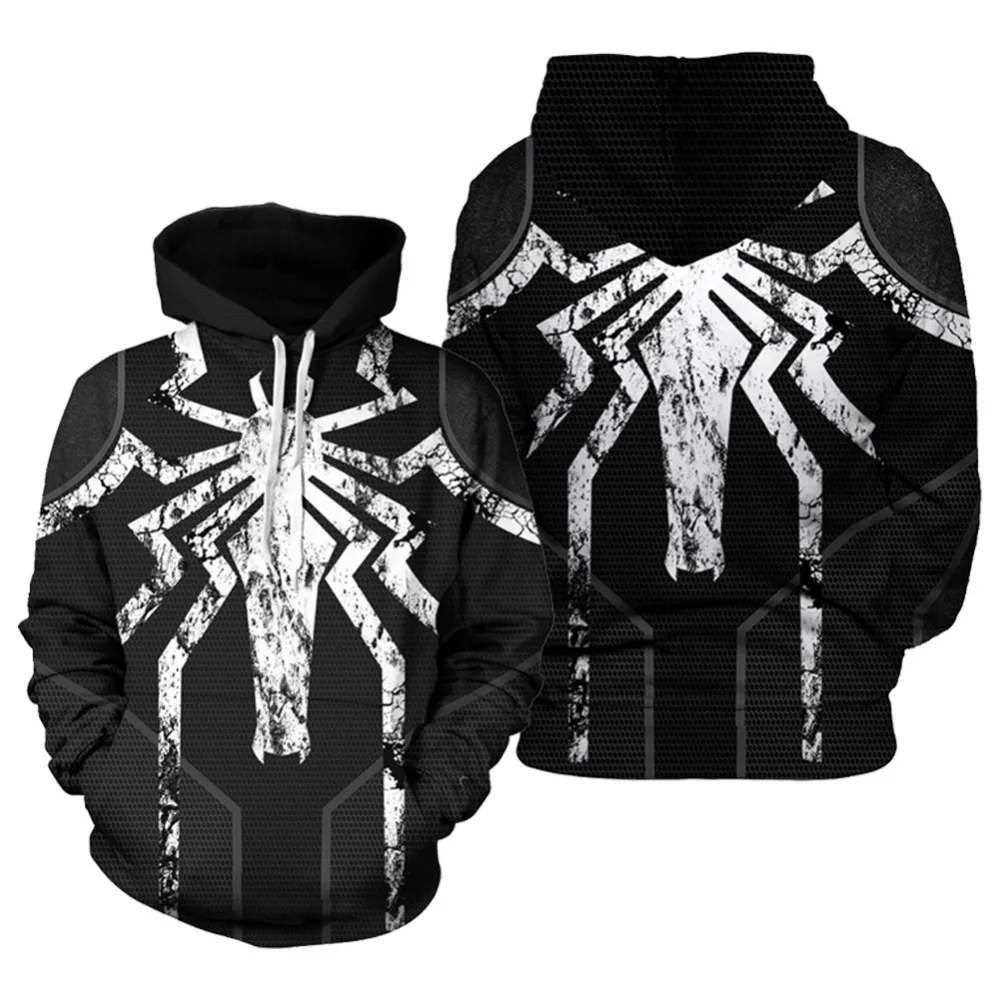 Мужской свитер с капюшоном Venom толстовка принтом паука для костюмированной