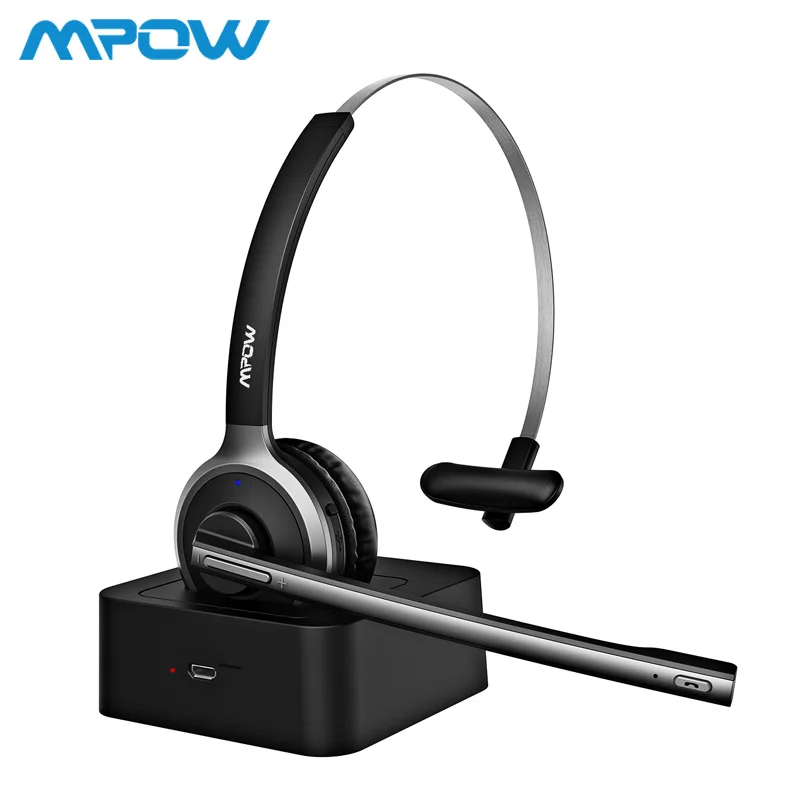 Цена Mpow BH231 Bluetooth 4,1 наушники с микрофоном, Зарядная база, беспроводная гарнитура для ПК, ноутбука, колл центра, офиса, 18 ч, время разговора