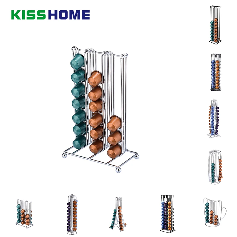 

Stainless Steel Metal Nespresso Capsule Coffee Pod Holder Accessories Tower Stand Display Rack Storage Capsule Organizer Tool
