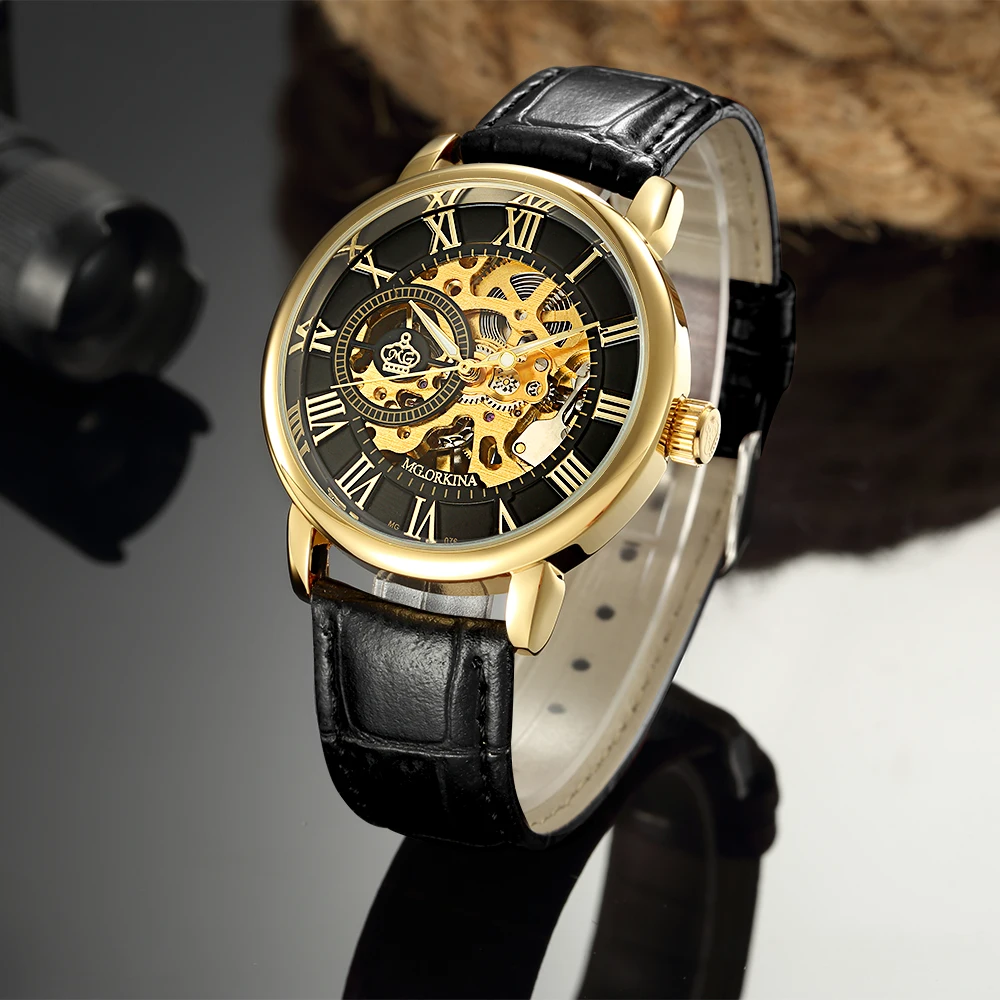 Orkina ساعة الذكور ضئيلة حالة رجالي الذهب لهجة الهيكل العظمي اليد الرياح الميكانيكية ووتش المعصم الفاخرة steampunk هيرين armbanduhr Orkina ساعة الذكور ضئيلة حالة رجالي الذهب لهجة الهيكل العظمي اليد الرياح الميكانيكية ووتش المعصم الفاخرة steampunk هيرين armbanduhr