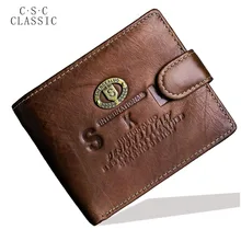 Rétro Crazy Horse Brun Café Réel Véritable Peau de Vache En Cuir Pliante Embrayage Mens Portefeuille Coin Paquet Bourse de Poche Carte D’IDENTITÉ Dollar