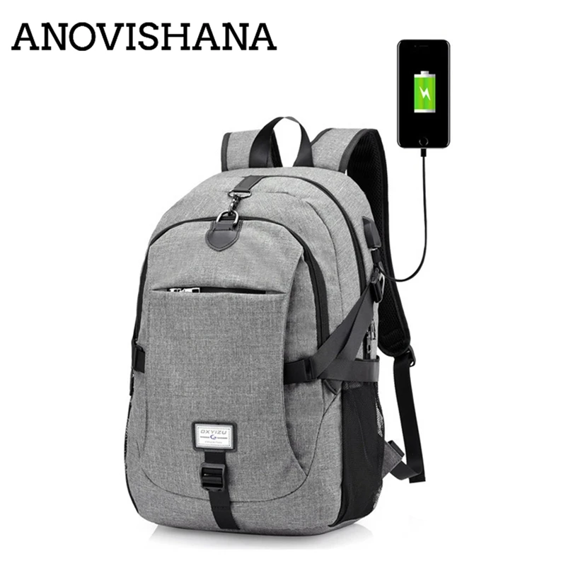ANOVISHANA Men's No Key Anti-theft Large Capacity Buckle Backpack Women Purple External USB Charging Muti-function Travel Bags | Багаж и