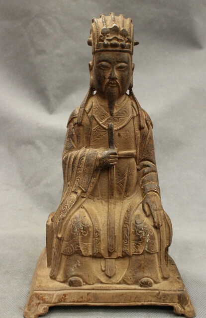 

shitou 002617 10" Chinese Famous Taoism Bronze Emperor Civil Civilian Wen Guan Minister Statue