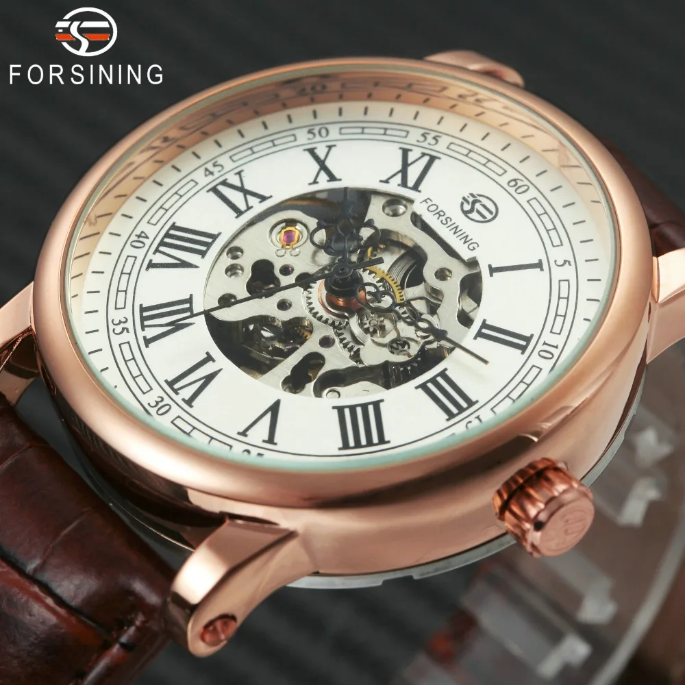 

FORSINING 2018 Automatic Mechanical Watch Men Skeleton Dial Leather Strap Fashion Concise Mens Watches Top Brand Luxury Clock
