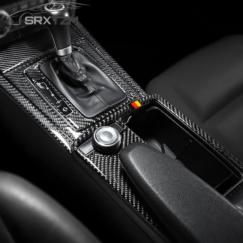 

SRXTZM Console Gear Panel Frame Cover Trim Carbon Fiber Black Wood Color Trim Stickers For Mercedes-Benz W204 C Class 2007-2013