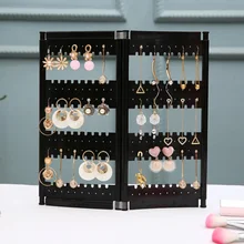 NewTop Sale Black Plastics Earring Storage Doors Design Nice Jewelry Hanging Holder Rack Acrylics Jewelry Display Stand Earrings