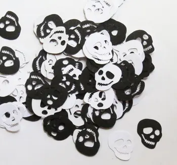 

Black Glitter and White Skulls - 1" Inch Halloween Spooky Shape Party Decor Die Cuts Cards cft Table decor scrapbook Confettis