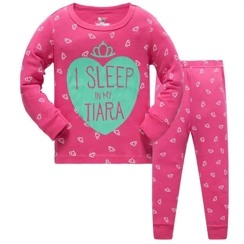 Пижамы для малышей со слоном; детская одежда с русалочкой; Хлопковая пижама для девочек; одежда для сна для дома; ночной костюм для детей с сердцем - Цвет: heart