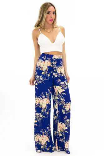 high waisted floral trousers
