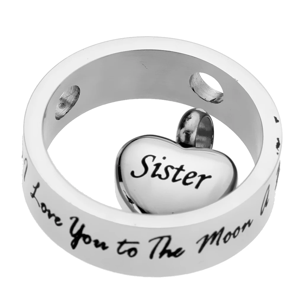 Round Loop Heart I Love You to the Moon and Back Stainless Steel Urn Pendant Memorial Keepsake Jewelry
