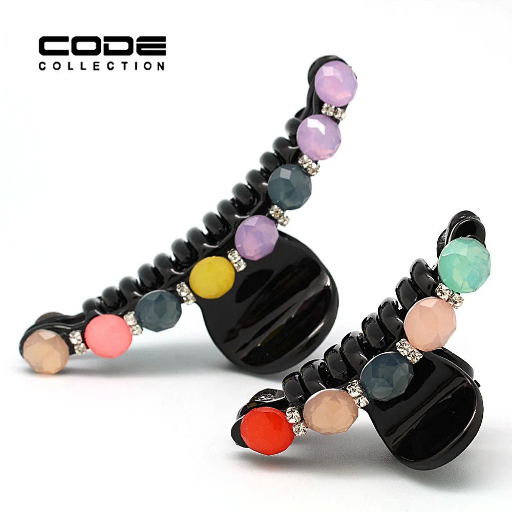 Black Plastic Hair Clips with Candy Color Clamps Ornaments Acrylic