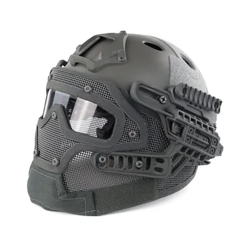 

WoSporT Airsoft Tactical Military Helmet CS Combat Helmet Overall Protect Glass Face Mask with Goggles Helmet Equipment