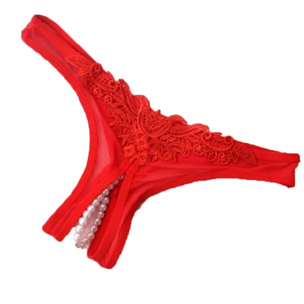 Transparent Women's Lace Seamless G-String Panties with Sexy Pearl Embellishment image 6