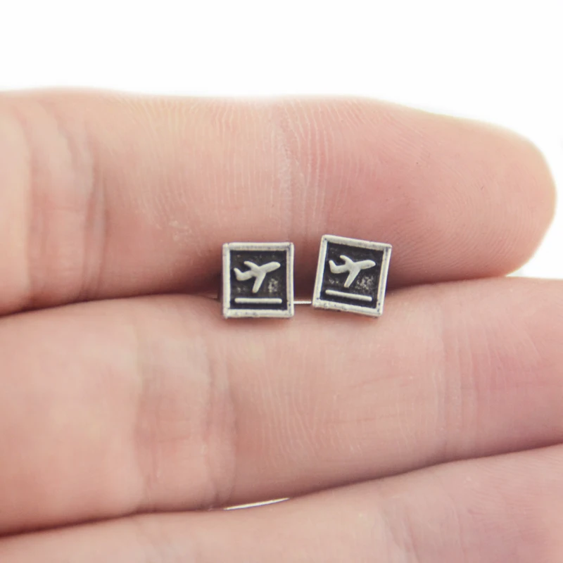 

1Pair Vintage 7mm Airplane Stud Earrings Aircraft Travel Stud Jewelry For Women Girl