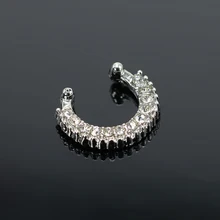 Дизайн Полный Стразы сплав для женщин поддельные пирсинг перегородка кольцо в нос кликер обманка ювелирные изделия для тела