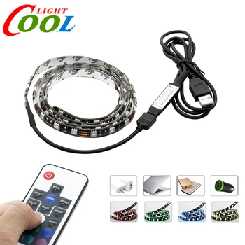 5V USB LED Strip 5050 RGB TV Background Lighting 60LEDs/m with 17Key RF Controller 50cm / 1m / 2m Set