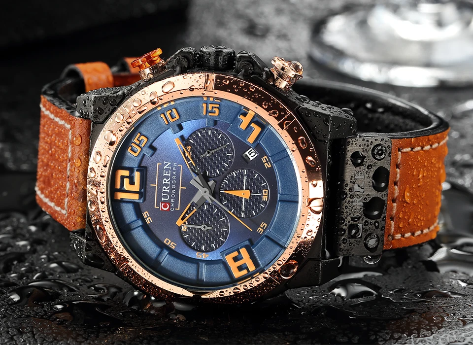  CURREN Fashion Brand Chronograph Sports Men Watches Military Analog Quartz Wrist Watches Genuine Le