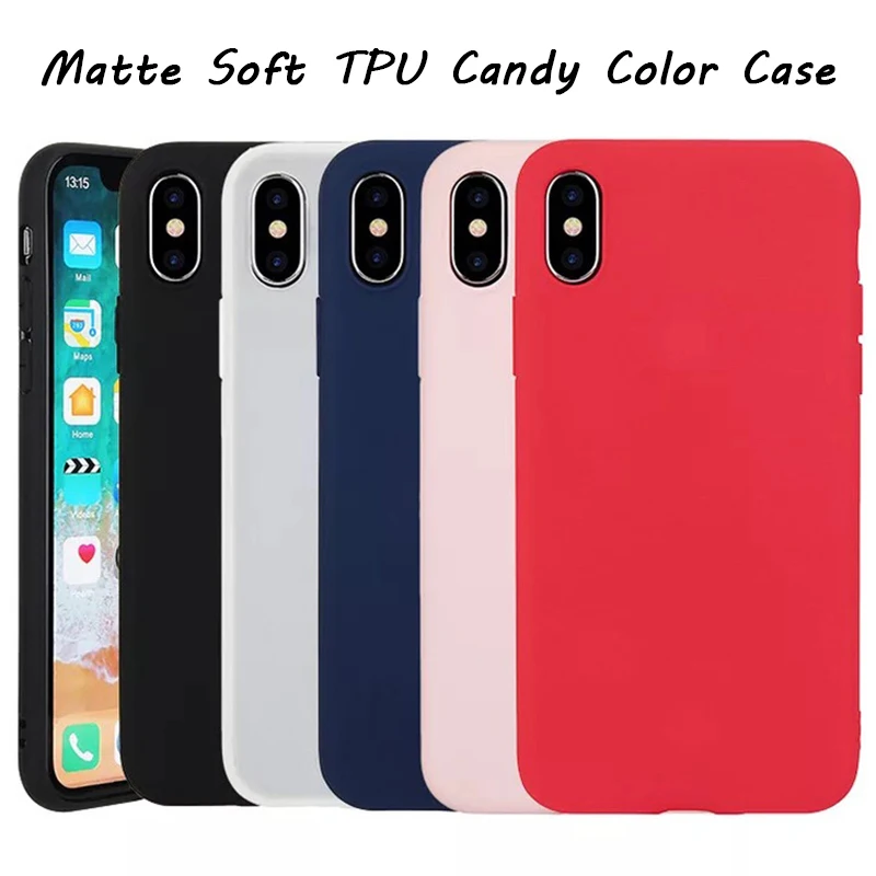 

Candy Phone Case for iPhone X XR XS Max Silicone Shell Cute Colorful Matte Full Cover Case for iPhone 8 7 6 6S Plus 5 5S SE
