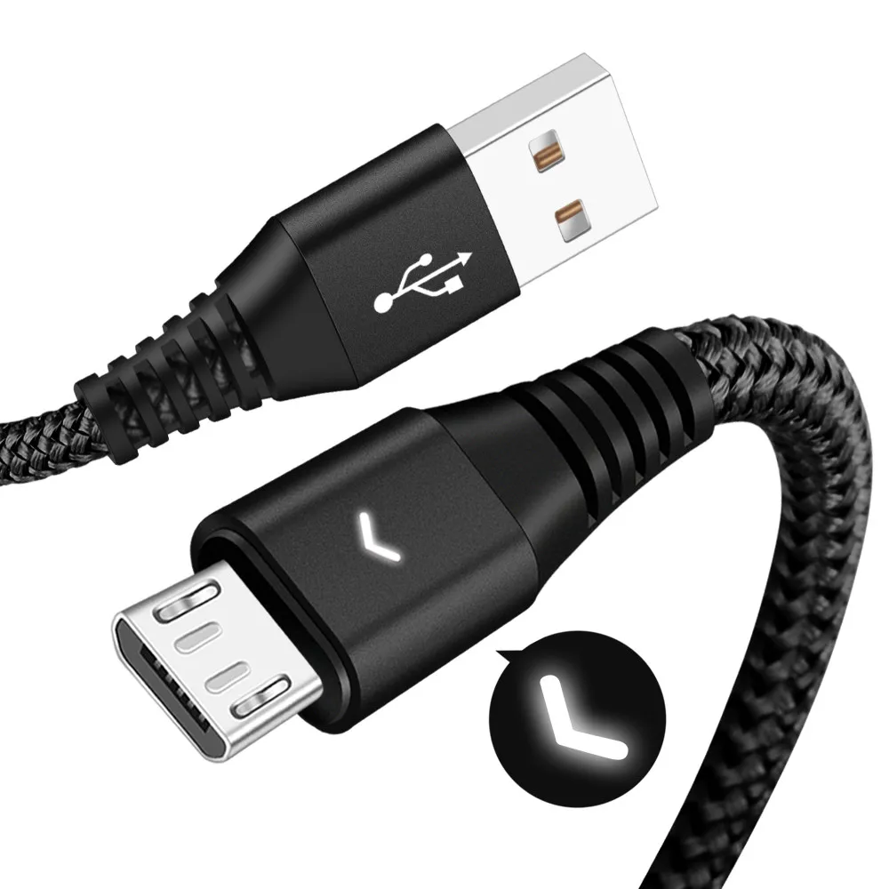 Светодиодный кабель USB 2.4A Micro Быстрая зарядка USB кабель для передачи данных кабель для зарядки мобильного телефона для iPhone samsung huawei Android type-C