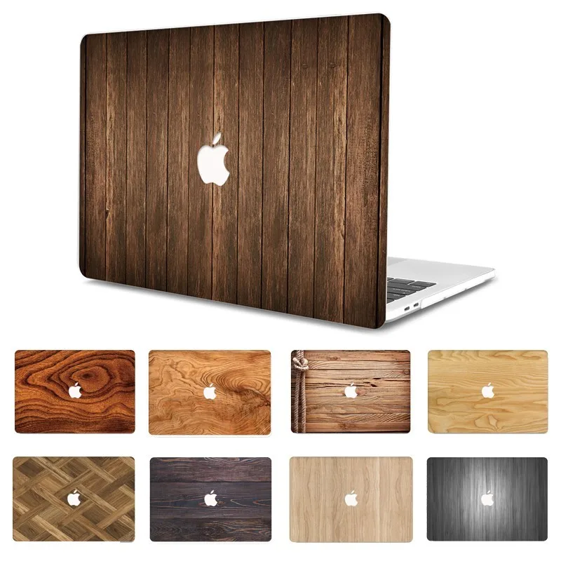 

Fashion Wood Painted Laptop Case for MacBook Retina Pro Air 13 15 12 inch Hard Shockproof Cases for A1990 A1706 A1398 PVC Cover