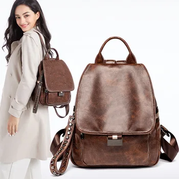 

Backpack Fashionable Soft PU Leather Backpacks Women Backpacks for Teenager Girls Travel Daypack Student School Bag Mochilas