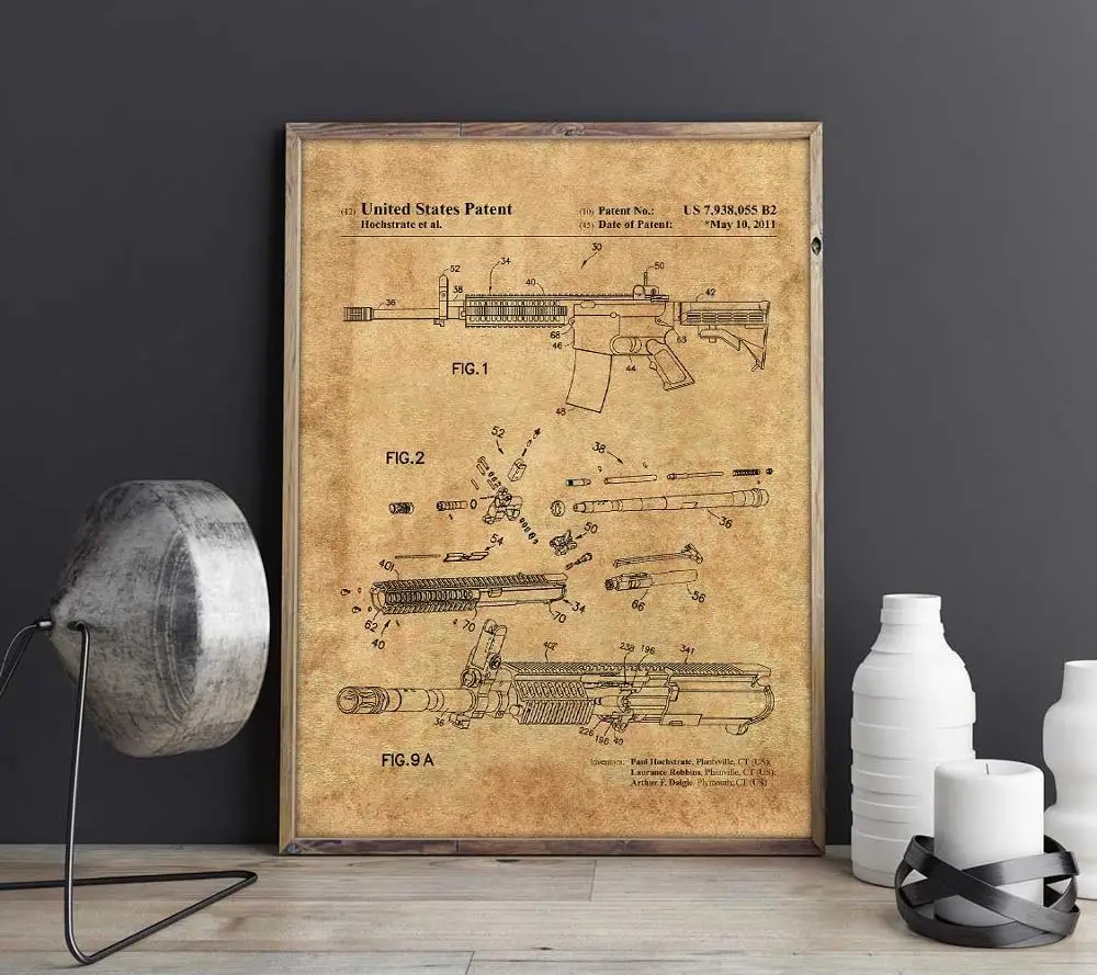 M4 Carbine патент Печать Искусство 2011, произведение искусства, Blueprint плакаты, оружие, пистолет, винтовка, бойфренд подарок - Цвет: CP1763