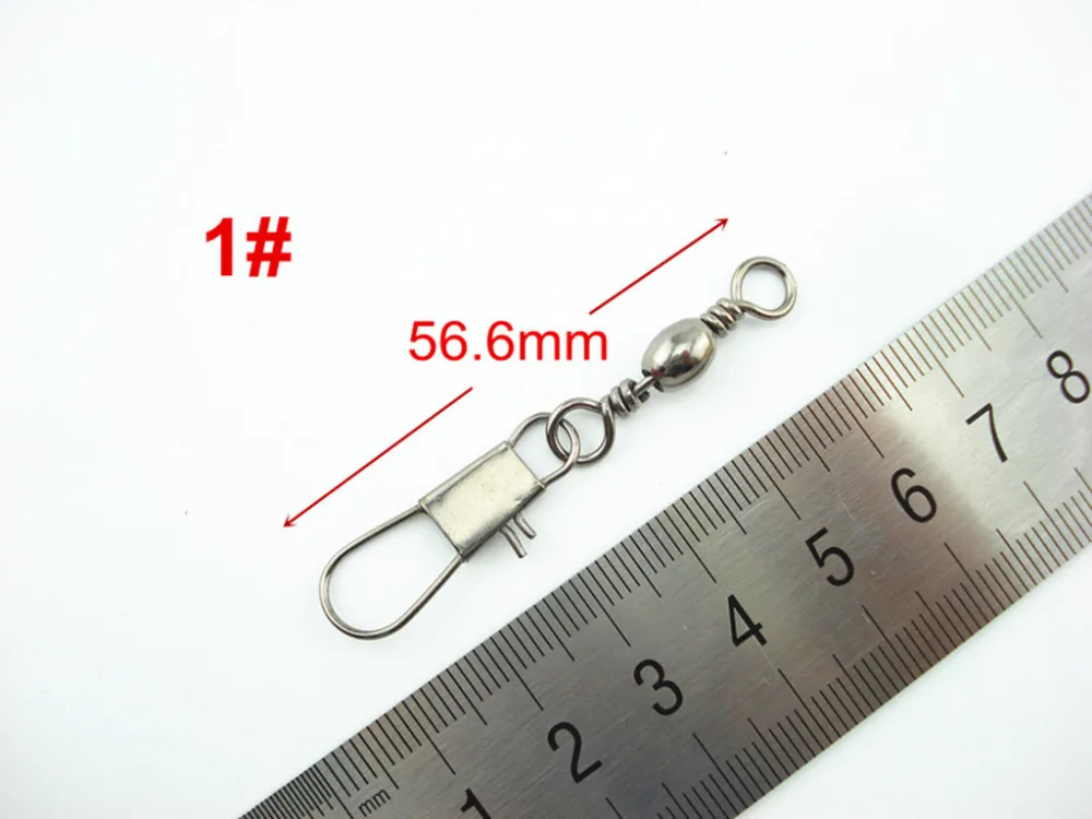 100pcs*1 Fishing Brass Barrel Swivel With Interlock Snap Fishing Hook