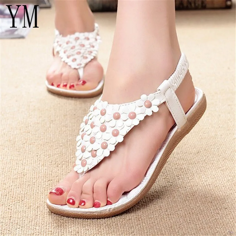 

Sexy Lady Bohemia Sandals Women Sandals Shoes String Bead Flower Sandals Women flip flops Open Toe Flat heels Sexy Sandals