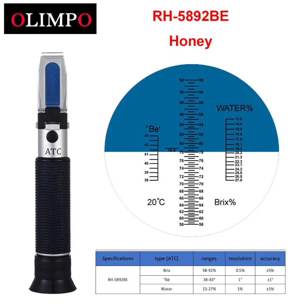 Olimpo Ручной рефрактометр мед с 58-92% БРИКС 13-27% воды 38-43% baume мед влаги тестер домашний пчеловод