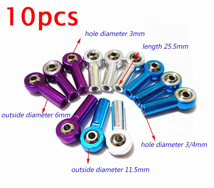 

Free Shipping 10PCS M3/M4 Aluminum Ball Joints Ball-type Coupling Universal Ball Connector Rod End Fit For 3/4mm Rod Spare Parts