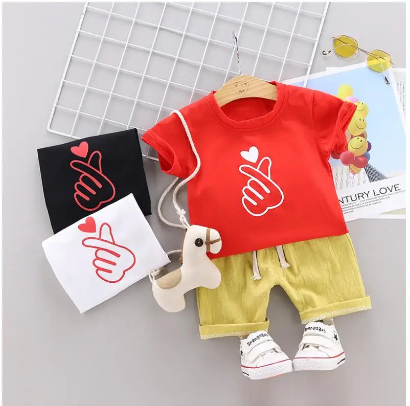 

Toddler Children Clothes Suits Baby Boys Girls Clothing Sets Cartoon Shirt Shorts Kids Infant Casual Suit