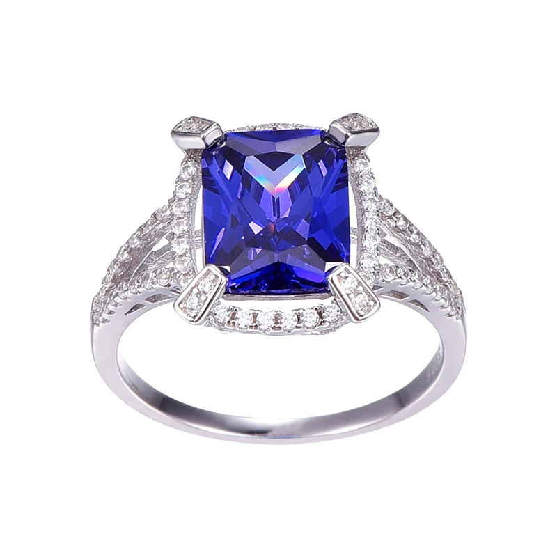 JQUEEN Luxury 5ct Blue Sapphire Ring Solid 925 Sterling Silver Jewelry Emerald Design Fabulous Charm Brand Hot Sale For Women