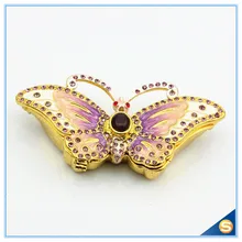 Butterfly Faberge Styled Trinket Box Handmade Decorated with Crystals