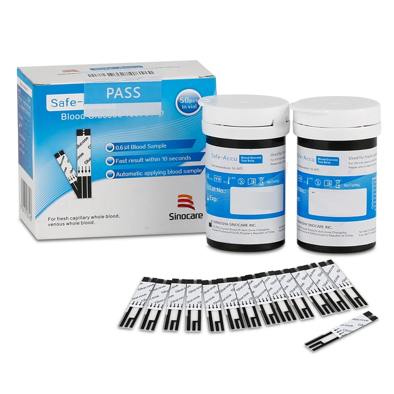 Genuine SANNUO Safe Accu Blood Glucose Test Strips With Blood Collection Needle 50pcs+50pcs Blood Glucose Meter Disposables-4