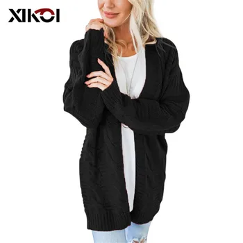 

Women Knitted Long Cardigan Sweater Plus Size Autumn Winter Cotton Open Stitch Sweaters Women Casual Jumpers Sweaters Plus Size